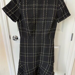 Ann Taylor Black and White Plaid Midi Dress